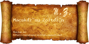 Macskásy Zoltán névjegykártya